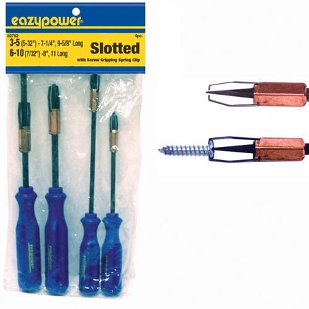 Eazypower 82782 Slotted Spring Clip Screwholder Screwdriver Set, 4-Pack 82782